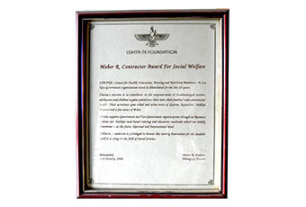 Meher-R-Contractor-Award - CHETNA India